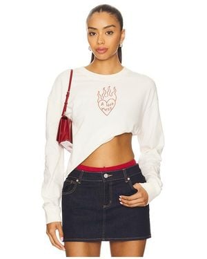 Junk Food A Hot Mess Kickoff Crop Crew Sweatshirt - White