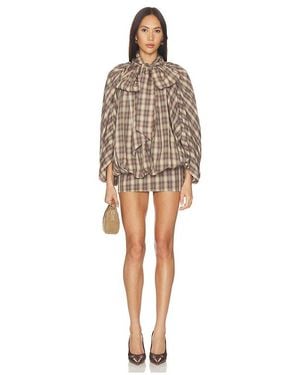 Prabal Gurung Minikleid Tie-Neck Short Cocoon Mini Dress - Natur