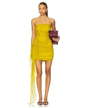The Sei Strapless Mini Dress With Ruffle - Yellow
