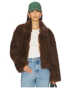 Bardot Sylvie Zip Faux Fur Jacket - Brown