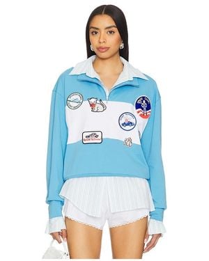 YUHAN WANG Embroidered Patches Sweatshirt - Blau