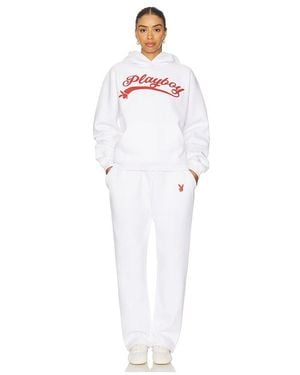 Playboy Logo Hoodie And Sweatpant Set - Weiß