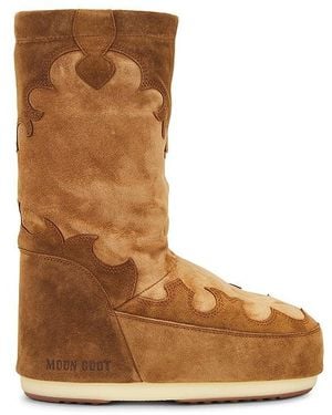 Moon Boot Icon Suede Embroidery Boot - Braun
