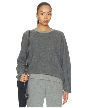 PERFECTWHITETEE Oversized Ziggy Inside Out Fleece Crewneck Sweatshirt - Gray