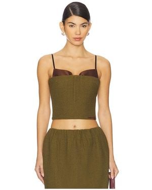 ShuShu/Tong Double Bow Corset Straps Top - Green