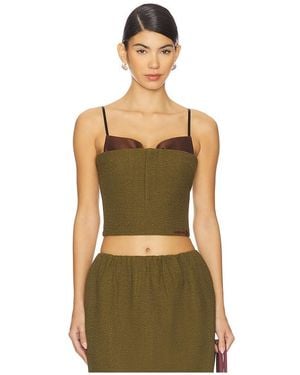 ShuShu/Tong Double Bow Corset Straps Top - Green