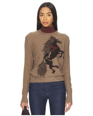 Autumn Cashmere Jersey Cuello Redondo Intarsia En Color Marrón Talla (También En M, S, Xs) - Azul