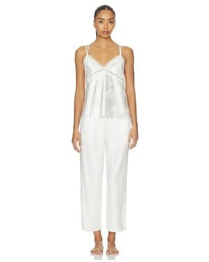 Flora Nikrooz Florence Solid Jacquard Charmeuse Capri Set - White