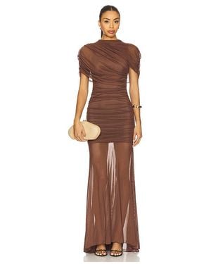 Amanda Uprichard X Revolve Evianna Mesh Gown - Brown