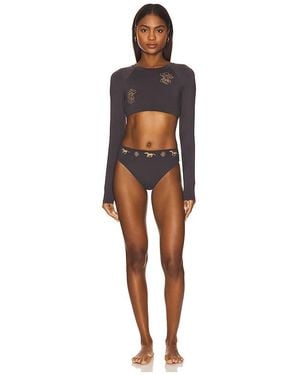 Urban Outfitters Rashguard Bikini Set - Black