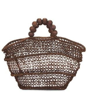 Poolside SAC CABAS EN ABACA À TISSAGE AJOURÉ THE COMPORTA en Chocolate. - Marron