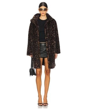 Apparis Blair Leopard Mid Length Coat - ブラック