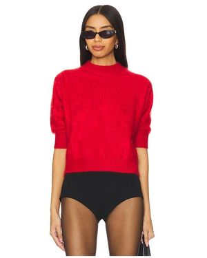 Autumn Cashmere Brushed Elbow Sleeve Boxy Crew - Red