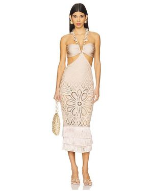PATBO X Camila Coelho Flower Crochet Embroidered Midi Dress - White