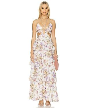 Line & Dot Floret Maxi Dress - Natural