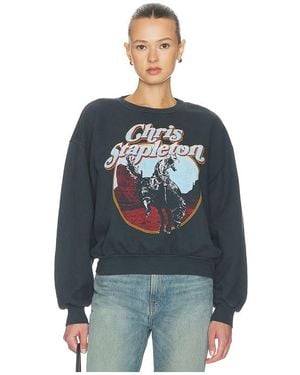 Daydreamer Chris Stapelton Horse Oversized Crew Sweatshirt - Blue
