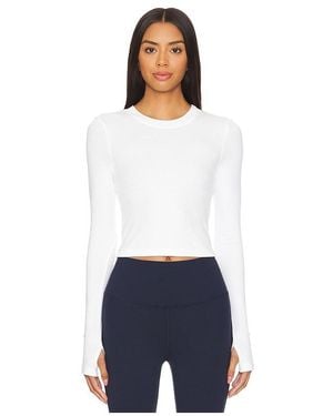 Splits59 Louise Rib Long Sleeve Crop Top - White