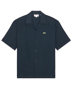 Lacoste Waffle Textured Monochrome Shirt - Blue