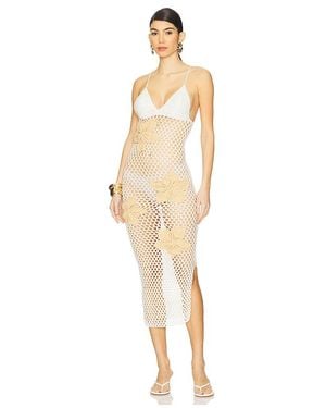 Bahia Maria Flora Midi Dress - Natural