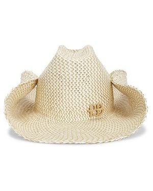 Ruslan Baginskiy Monogram-Embellished Straw Cowboy Hat - Natural