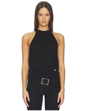 Balmain Halterneck Quilted Light Wool Top en Black - Noir