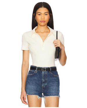 Commando Neoprene Polo Bodysuit en Cream - Bleu