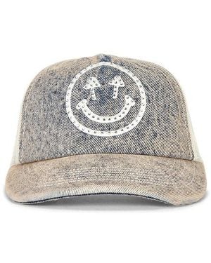 Happy Caps Rhinestone Smiley Meshback Hat - White