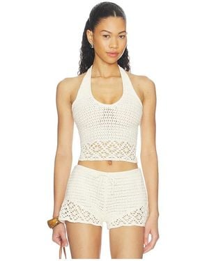 Tularosa Carrissa Crochet Halter Top - White