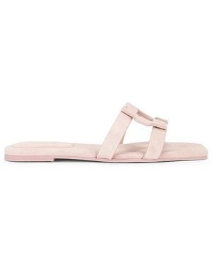 Jonathan Simkhai Monogram Suede Flat Slide - White