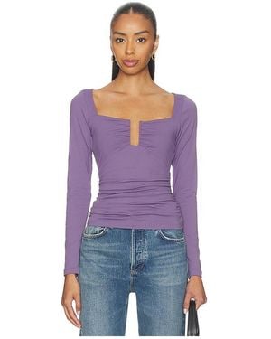 Susana Monaco Square Wire Long Sleeve Top - Purple