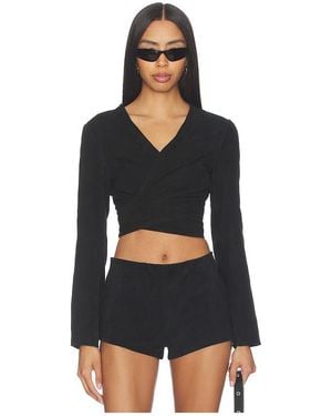 Urban Outfitters Oberteil Long Sleeve Wrap - Schwarz