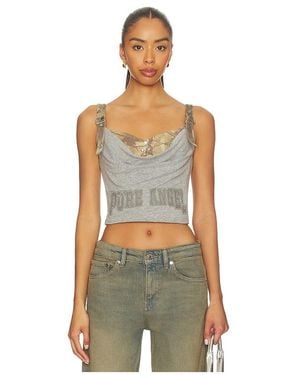 MARRKNULL Printed Pleated Corset Top - Gray