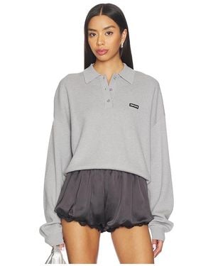 ROTATE BIRGER CHRISTENSEN Slinky Knit Polo - Grey