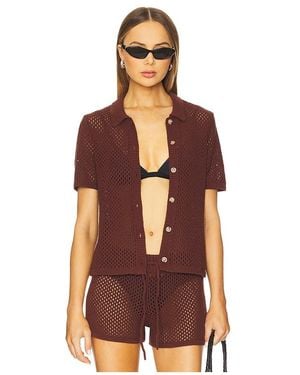Onia Crochet Knit ボタンアップ - ブラウン