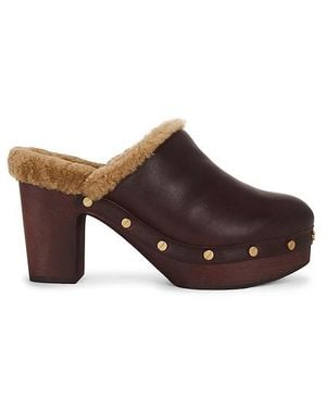 Veronica Beard Larken Shearling Platform Clog - Brown