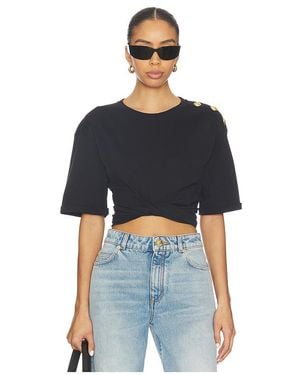 Balmain Camiseta Corta Cropped Knitted En Color Negro Talla (También En M, S, Xs) - Azul