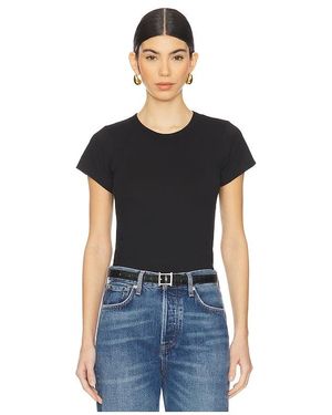 ÉTERNE Fitted Crewneck Short Sleeve Top - Black