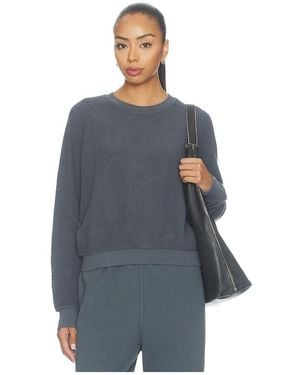 PERFECTWHITETEE Ziggy Inside Out Fleece Long Sleeve Shrunken Crewneck Sweatshirt - Blue