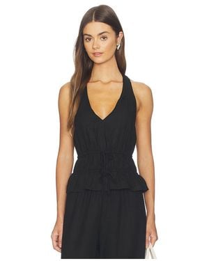 PAIGE Alysha Linen Top en Black - Noir