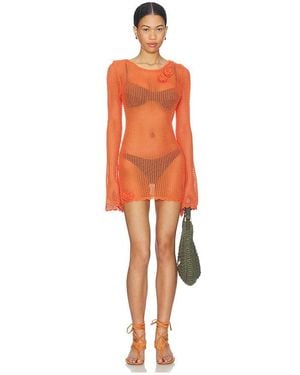 SNDY'S Tanya Crochet Mini Dress - Orange
