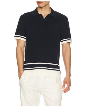 Onia Cotton Textured Johnny Collar Polo - Black