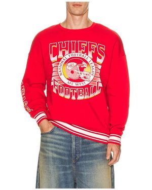 Junk Food Chiefs Striped Rib Crew Sweatshirt - Red
