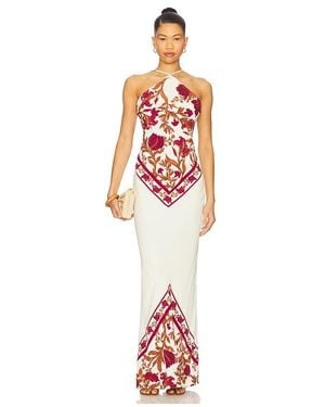 Rococo Sand Bias Halter Maxi Dress - Red