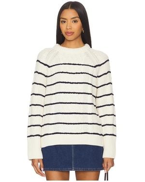 La Ligne Striped Cable Sweater - White