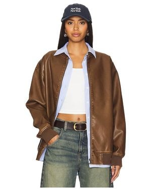 superdown Ariel Faux Leather Bomber - Brown