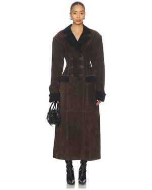 WeWoreWhat X Premium Double Breasted Suede Coat - Black
