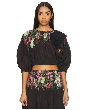 Sea Viktoria Print Bubble Cropped Top - Black