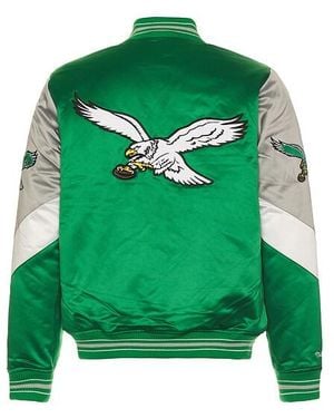 Mitchell & Ness Nfl Eagles Throw It Back Heavyweight Satin Jacket - Green