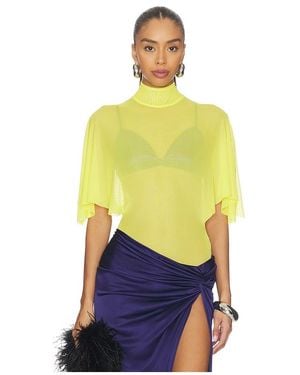 David Koma Draped Sleeve Bodysuit - Yellow