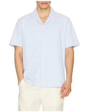 Vince Seersucker Stripe Short Sleeve Cabana Shirt - White